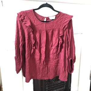 Maroon long sleeve blouse